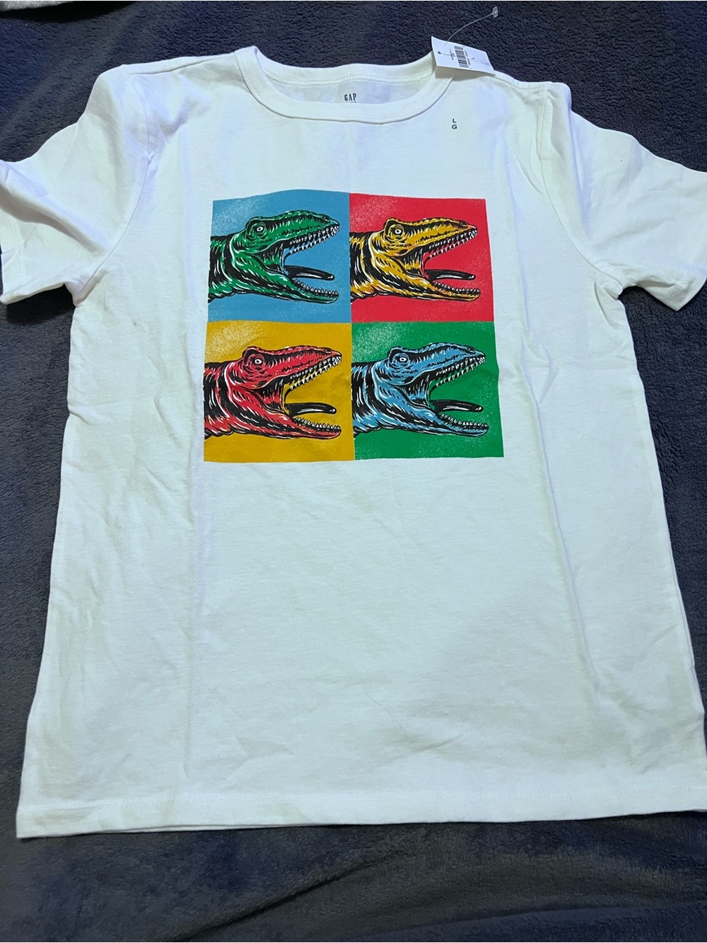 NWT GAP Kids White Tee with Red and Blue Graphic Blocks